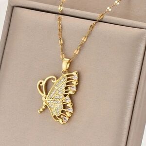 Gold Butterfly Pendant Necklace